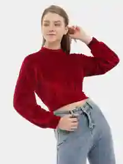 Велюровый топ с длинными рукавами
