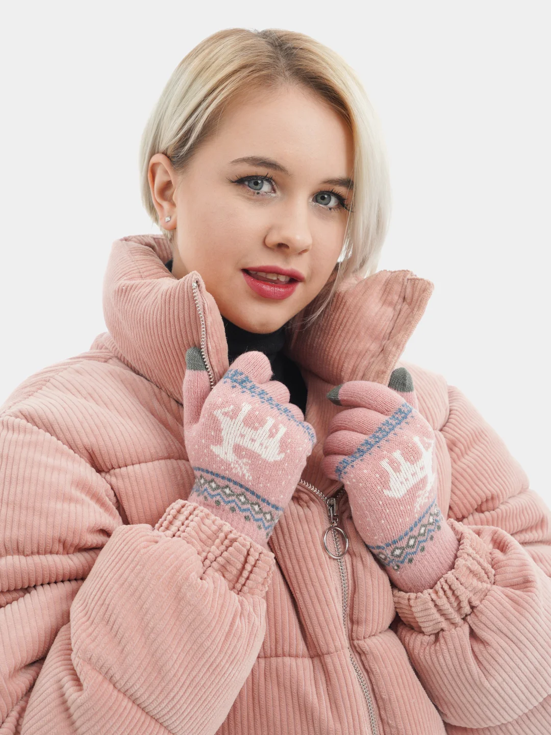 Розовый перчатки сенсорные