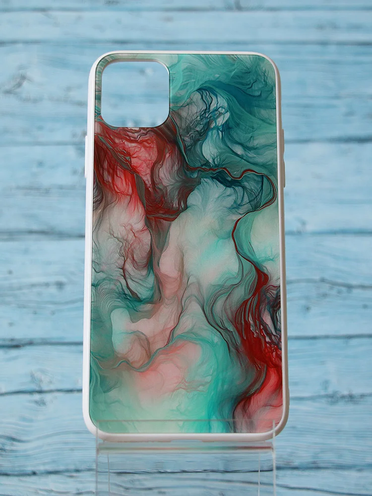 Бирюзовый чехол iPhone 11 Pro Max с рисунком акварель