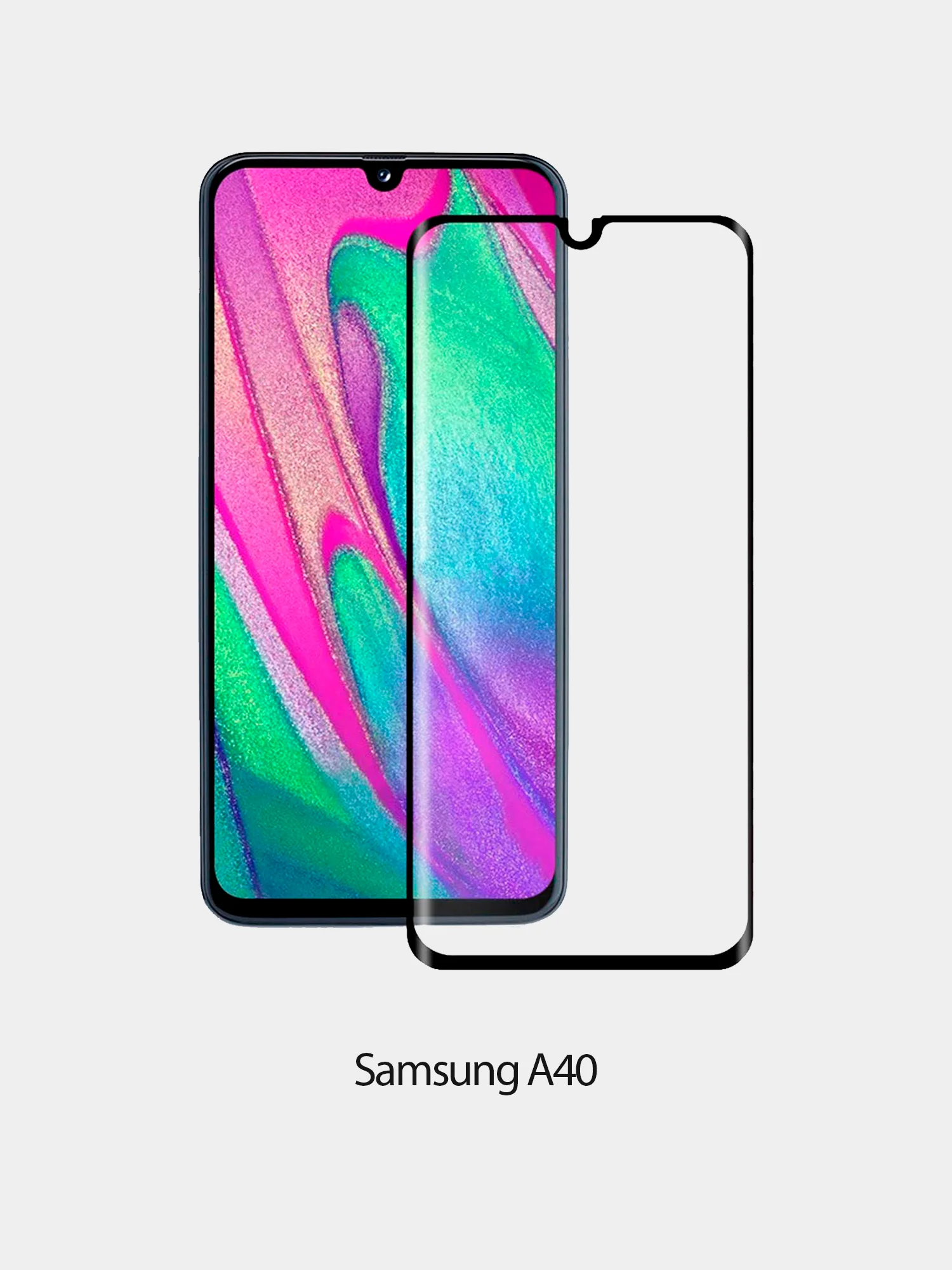 Черный защитное стекло 5D с тонкой рамкой для Samsung A60,A90,A20E 2019,A2 Core,J4 Core 2019