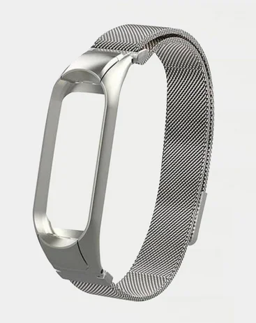 Серебряный ремешок магнитный металлический для Xiaomi Mi band 5