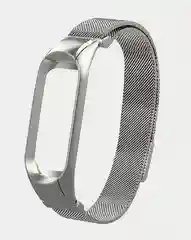 Серебряный ремешок магнитный металлический для Xiaomi Mi band 5