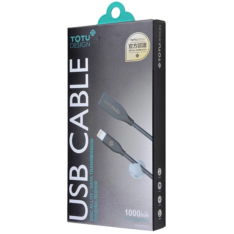Кабель для iPhone 5/6 Totu Steel, серебро, 1 м