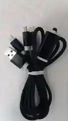 Кабель USB Lightning - Micro-USB - Type-C, 3 в 1, плетеный черный