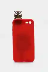 Силиконовый чехол c 3D игрушкой "Сова" для iPhone, красный