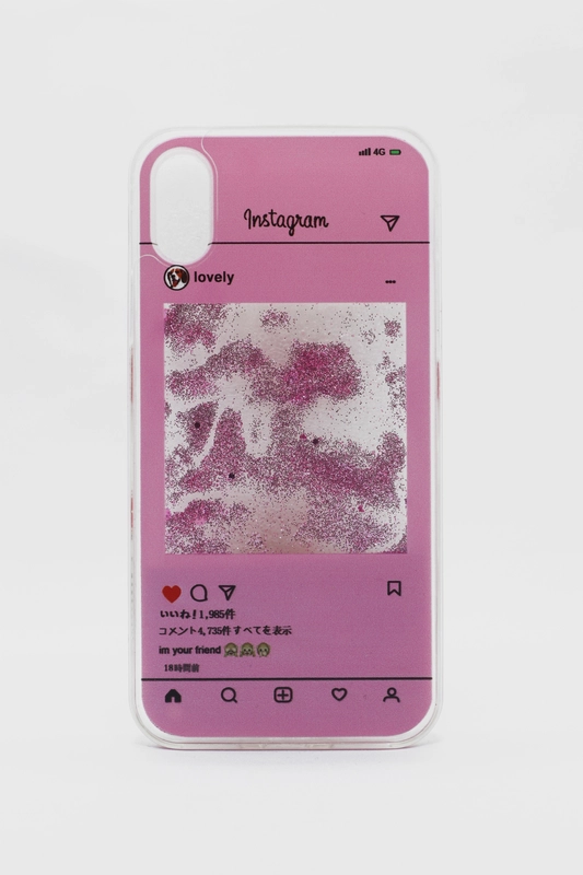 Силиконовый чехол "Окошко инстаграм" для iPhone, с блестками