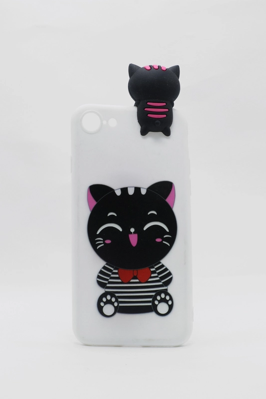 Силиконовый чехол для iPhone, c 3D игрушкой "Кошка"