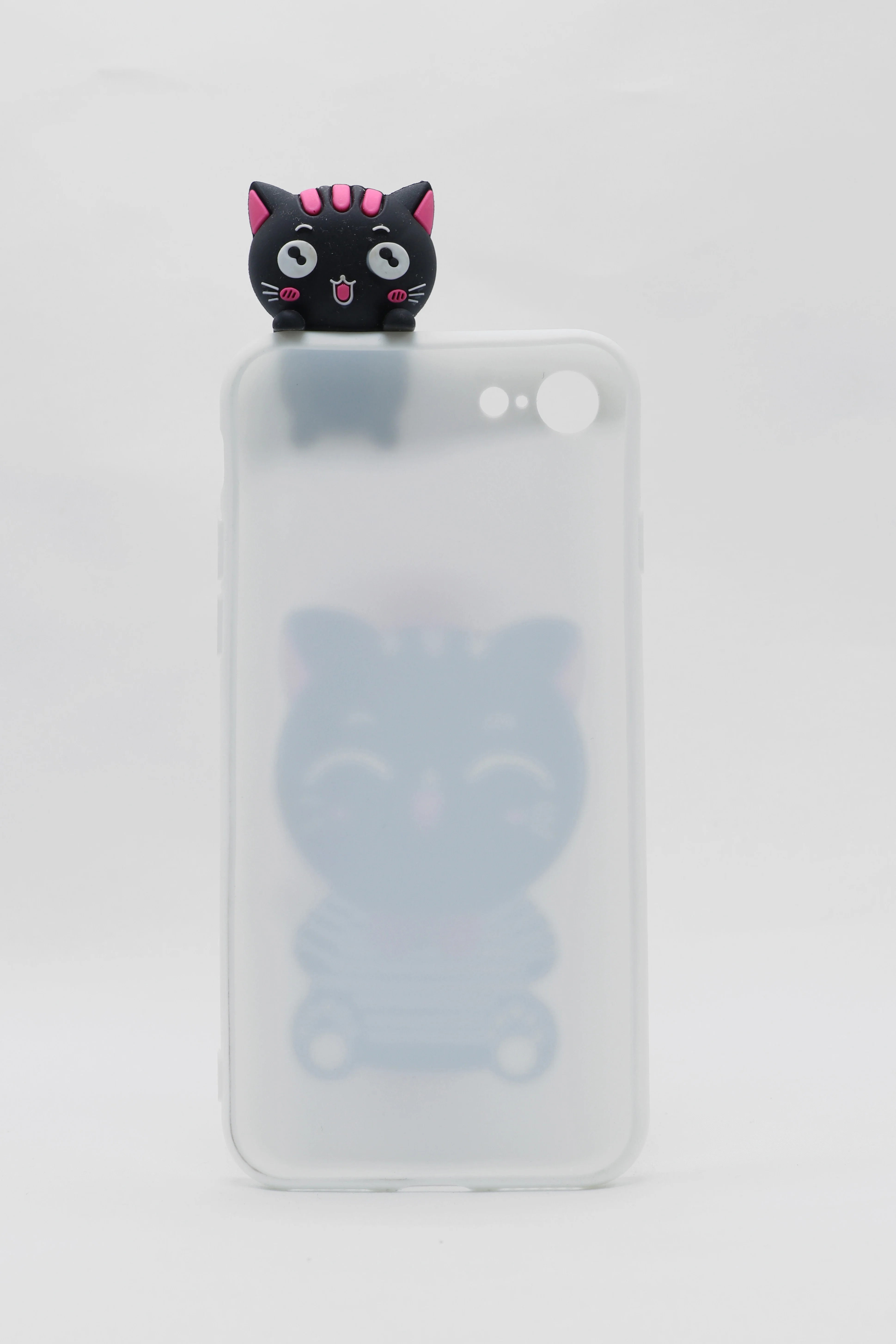 Силиконовый чехол для iPhone, c 3D игрушкой "Кошка"
