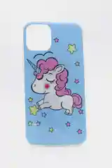 Чехол для iPhone, голубой, с единорогом