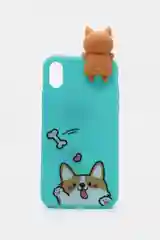 Чехол бирюзовый для iPhone с игрушкой собакой