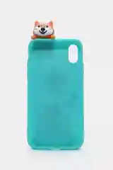 Чехол бирюзовый для iPhone с игрушкой собакой