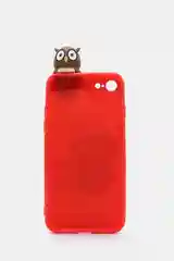 Силиконовый чехол c 3D игрушкой "Сова" для iPhone, красный