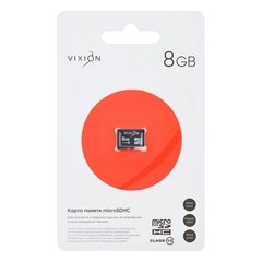 Карта памяти MicroSD Vixion Class 10, без адаптера, 8 Gb