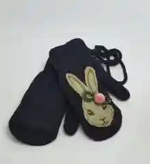 Черный варежки детские "Зайка"