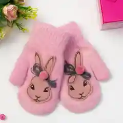 Розовый варежки детские "Зайка"