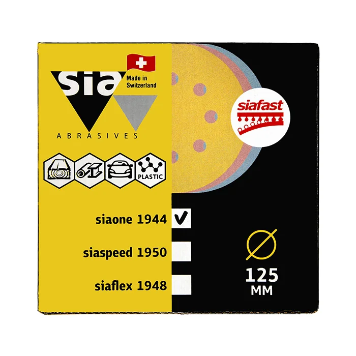 Шлифовальный круг на липучке Sia Abrasives siaone, 125 мм, 8 отверстий, P40, 6 штук
