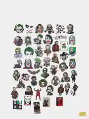 Стикеры Джокер (Joker) 50шт (наклейки, фильм)