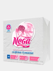 Салфетки бумажные 2 слоя 50 листов Nega белые 100% целлюлоза