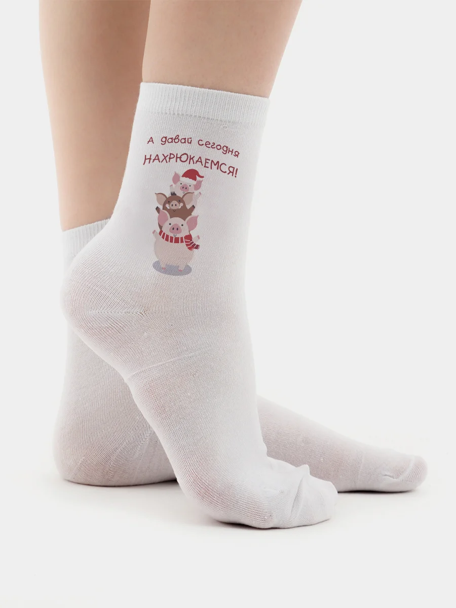 Красный женские носки новогодние, 4 вида