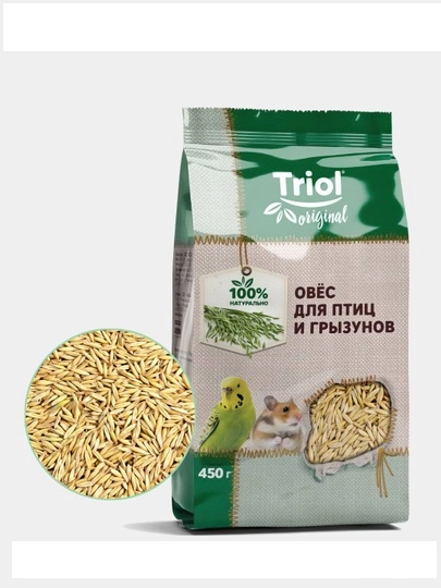 Корм - овёс для птиц и грызунов, 450 гр