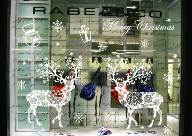 Серебряный статические новогодние наклейки на окна "Merry Christmas"
