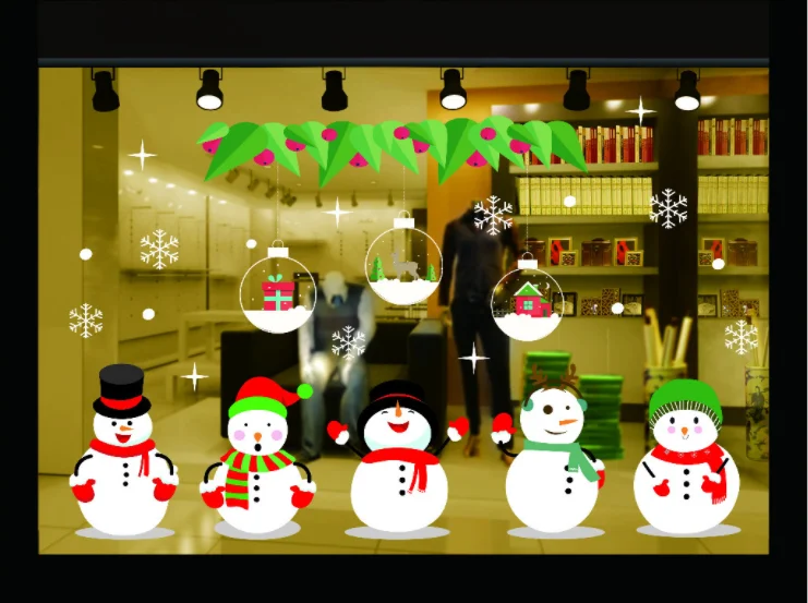 Лесной зеленый статические новогодние наклейки на окна "Merry Christmas"