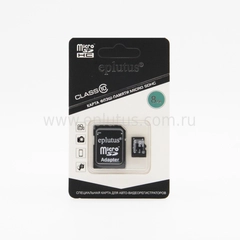 Карта памяти Eplutus micro SDHC Class 10, c адаптером, 8 GB