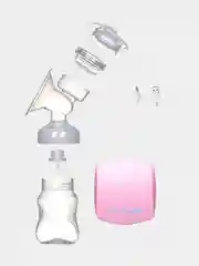 Розовый электрический молокоотсос с бутылкой