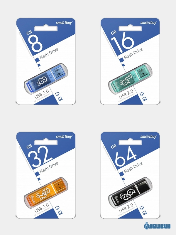 Флешка USB SmartBuy "Glossy" 4/8/16/32/64 GB