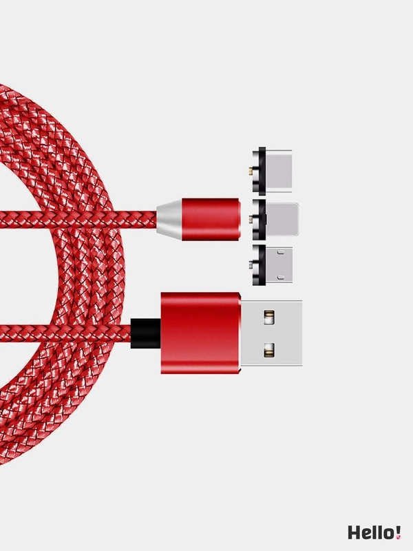 Кабель 3 в 1 с магнитными насадками в комплекте, сменные, Type-C, Android, iPhone