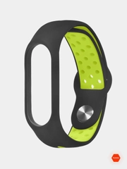 Силиконовый ремешок Xiaomi 3/4 черный с цветной вставкой