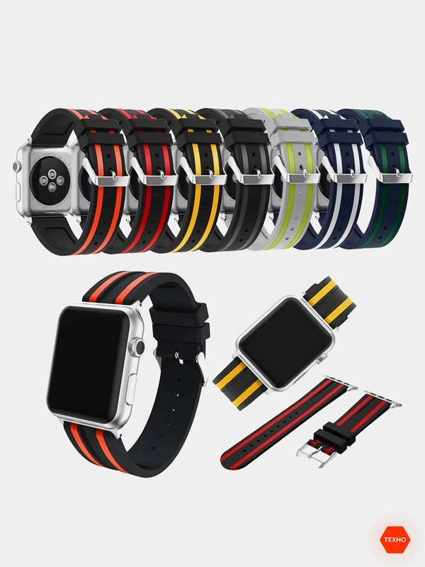 Ремешок для Apple Watch 42 мм. двухцветный с полоской