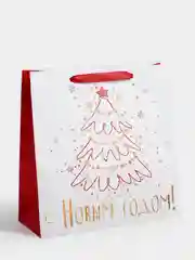 Белый подарочный пакет новогодний, для Нового года