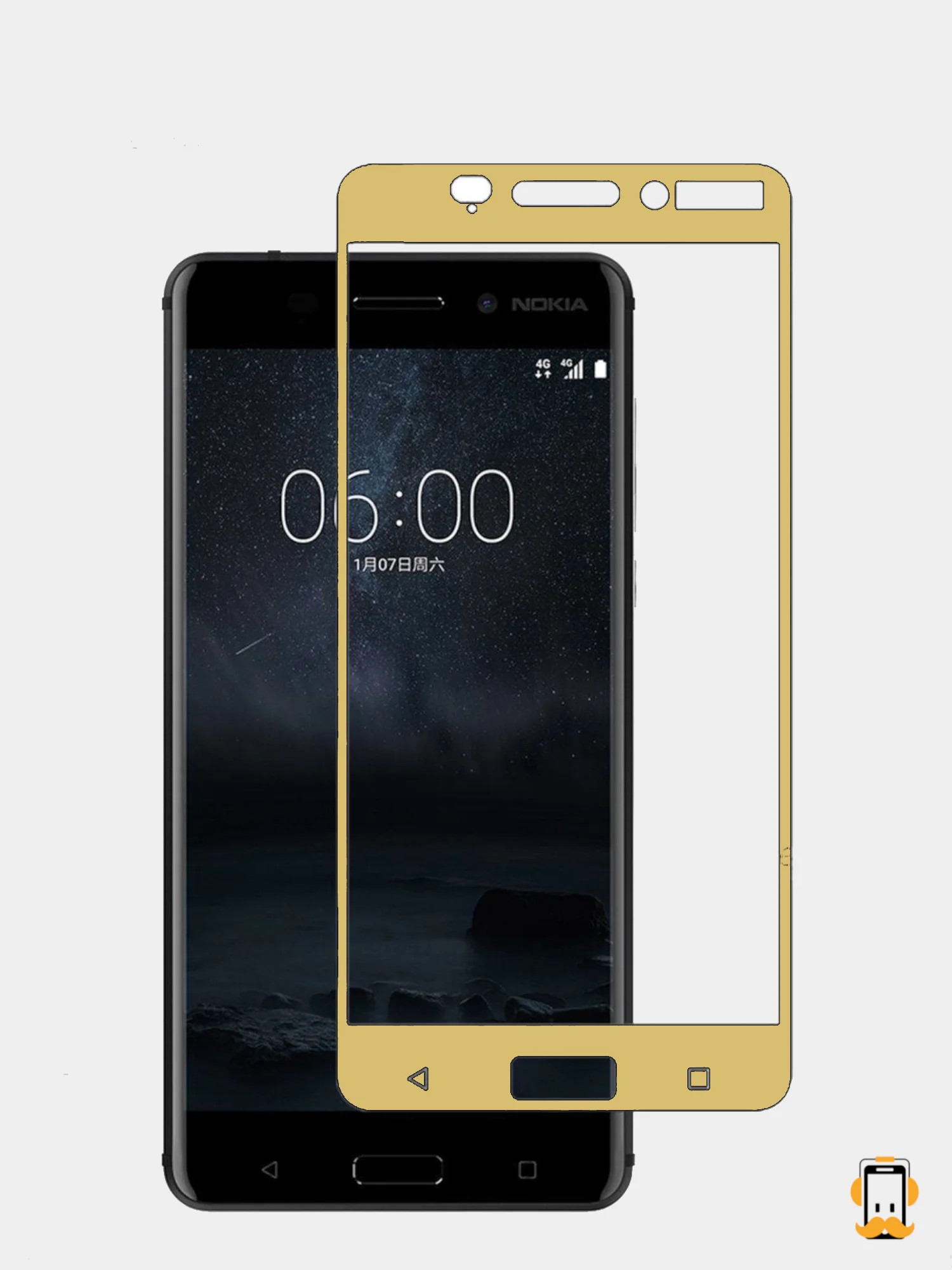 Золотой защитное стекло Nokia 6 (2017)