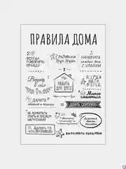 Серый картина на холсте "Правила дома"