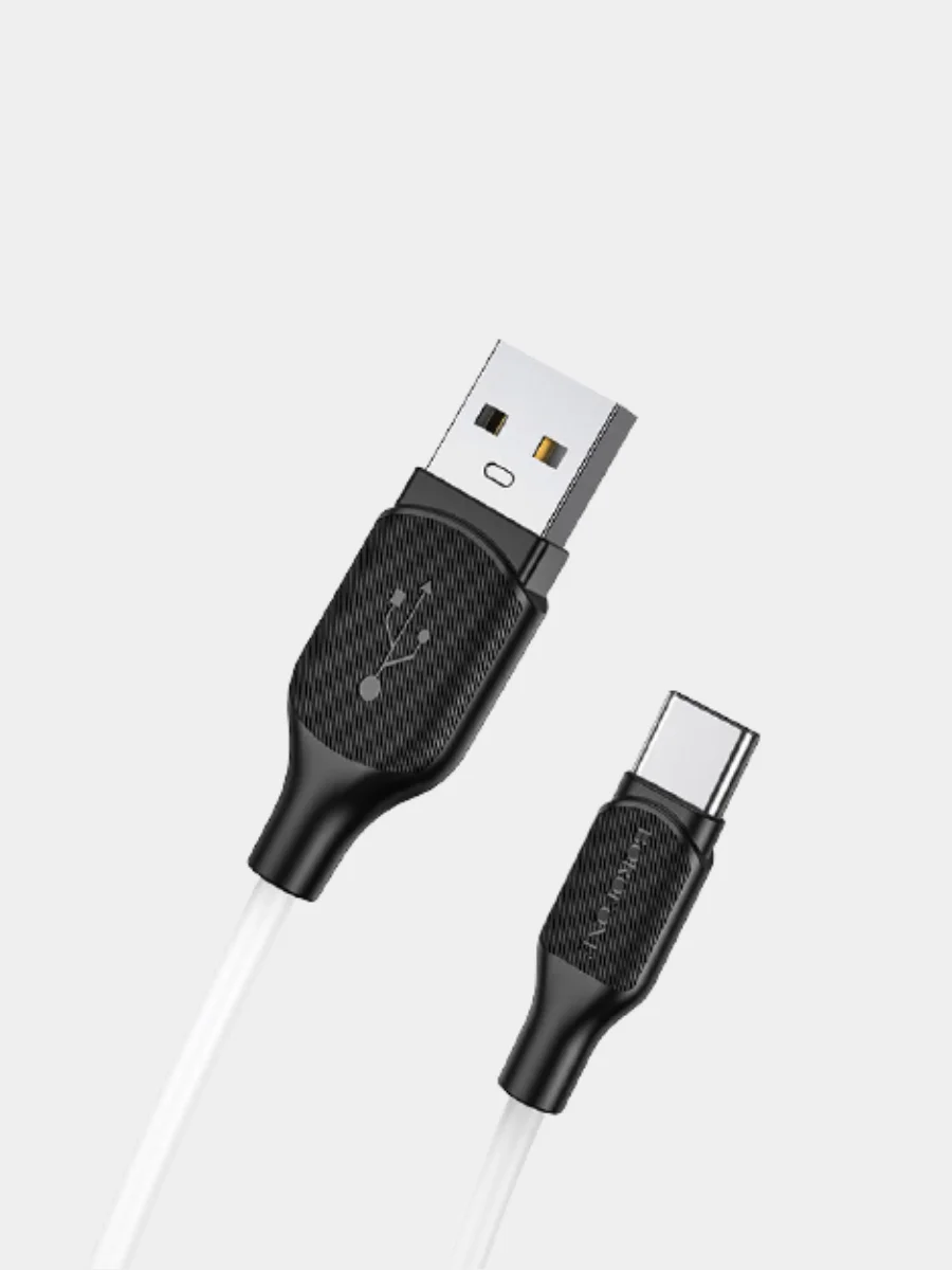 Белый кабель зарядный для андроид BOROFONE BX42, Type-C, 3A, не горит, не мерзнет, можно мыть