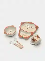 Коричневый набор посуды из бамбука для детей