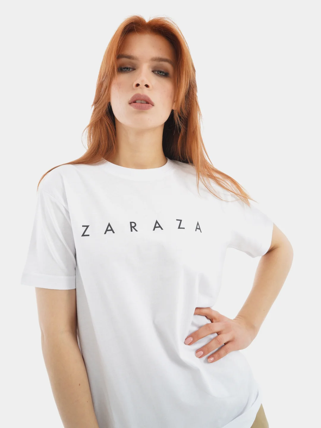 Футболка с принтом Zaraza, белая, унисекс, хлопок