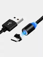 Красный кабель магнитный USB - micro-USB, тканевая оплетка, длина 1 метр