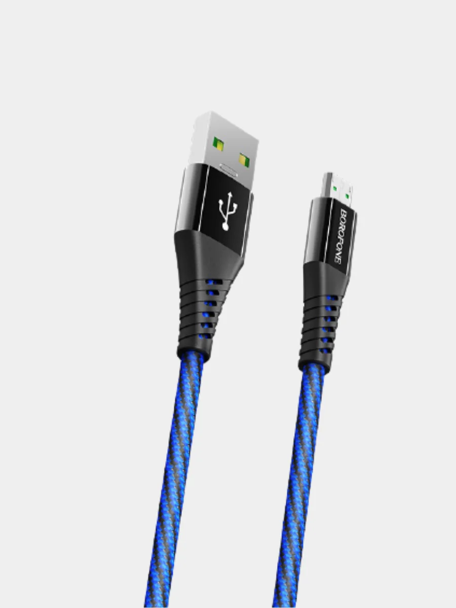 Черный кабель зарядный для андроид Borofone BU13 Micro-USB 7-pin, быстрая зарядка, 4A, 1.2м