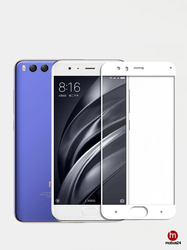 Защитное стекло Xiaomi Redmi Mi 6 Черное и белое  9D с салфетками и стикером в копплекте
