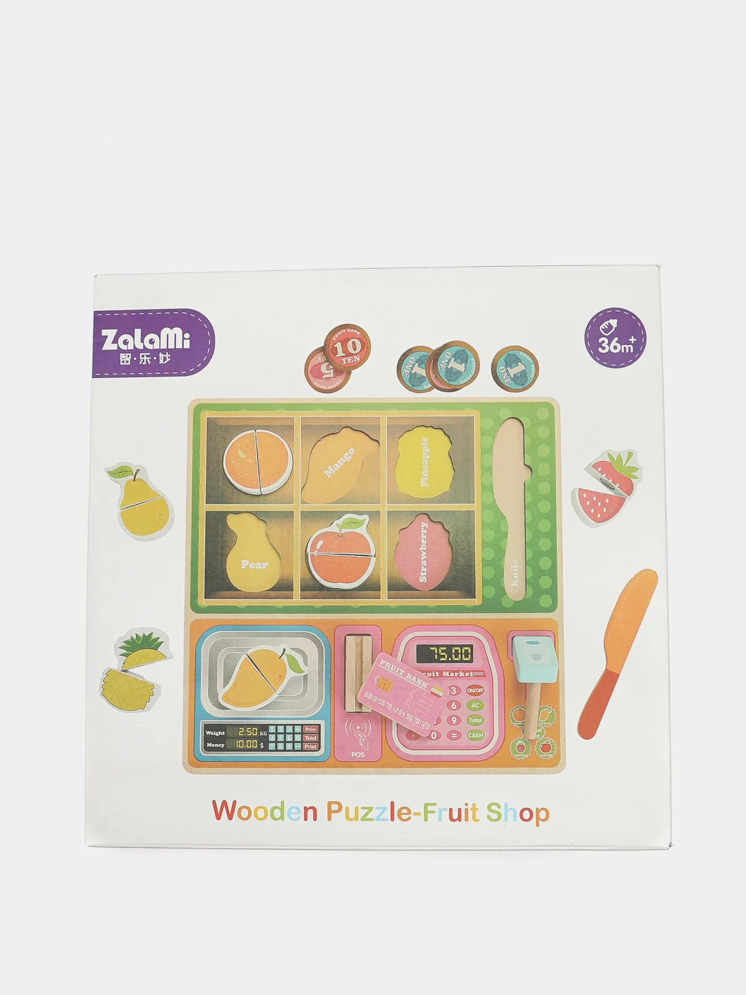 Игровой набор "Касса", с продуктами, деревянная