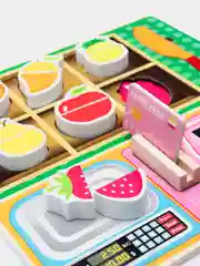Игровой набор "Касса", с продуктами, деревянная