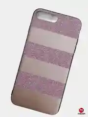 Розовый силиконовый чехол экокожа с блестками для iPhone 7 Plus, 8 Plus
