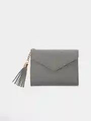 Серый меланж женский маленький кошелек с брелоком