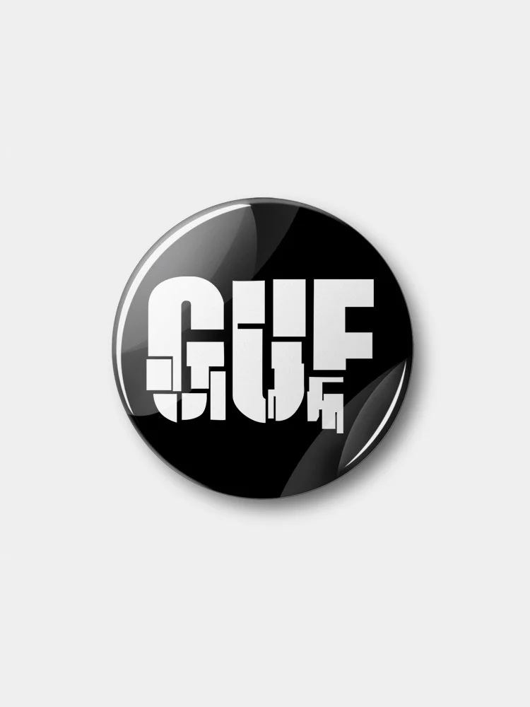 Черный значок "GUF", 37 мм