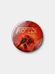 Красный значок "Accept Heavy Metall", 37 мм
