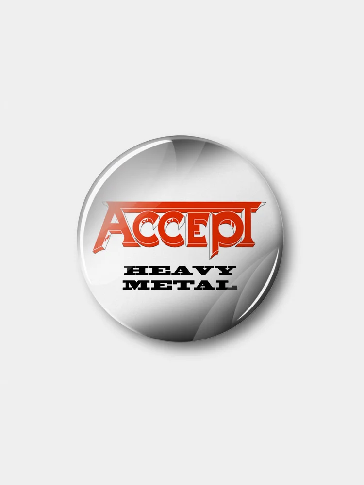 Серый значок "Accept Heavy Metall", 37 мм
