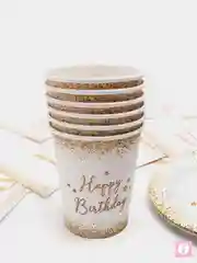 Набор бумажной посуды Happy Birthday, 6 тарелок, 1 гирлянда, 6 стаканов, 6 колпаков