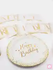 Набор бумажной посуды Happy Birthday, 6 тарелок, 1 гирлянда, 6 стаканов, 6 колпаков